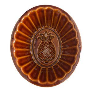 Vintage 1970s–1980s Brown Glazed Ceramic Pineapple Mold – Wall Hanging Kitchen